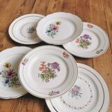 Mismatched vintage dinner plates "Spring"