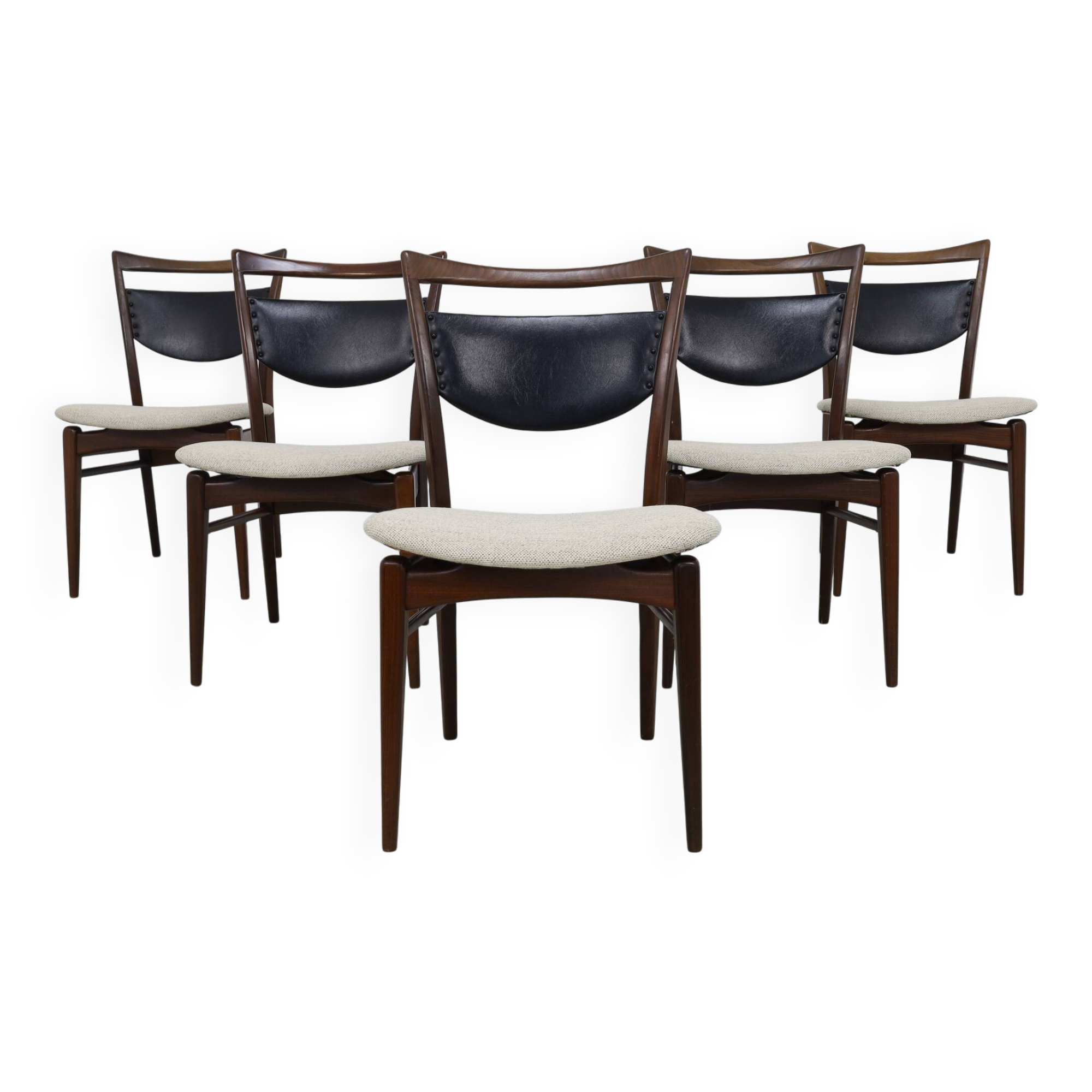 Vintage teak dining chairs by Louis van Teeffelen, 1960s NEW upholstery