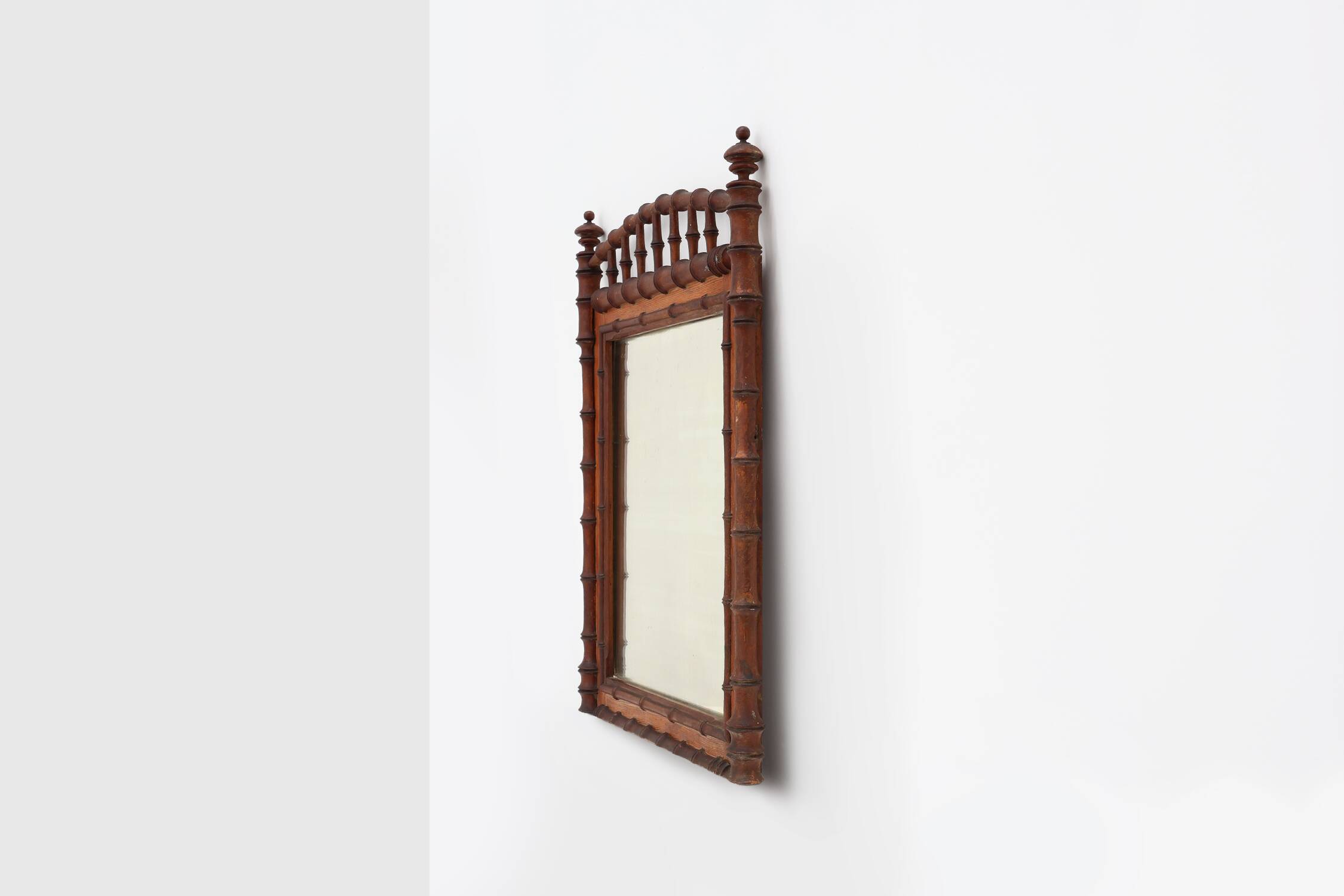 Antique 19th century faux bamboo mirror in wood, France