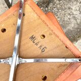 Series of 4 retro chairs in imitation orange leather MCA K6 - chrome tube structure