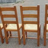 4 solid oak straw chairs