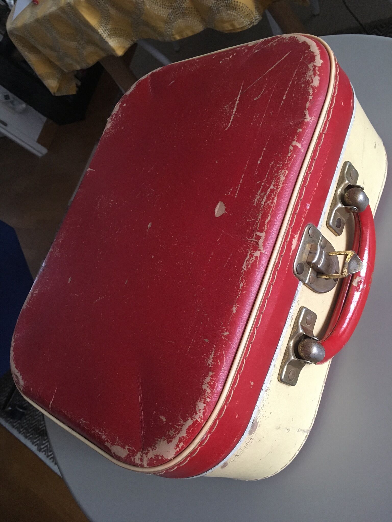 Authentic cardboard suitcase from the 60s