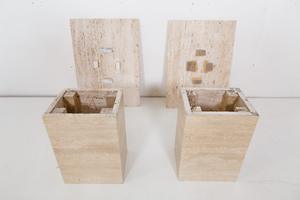 2 end of vintage travertine sofa