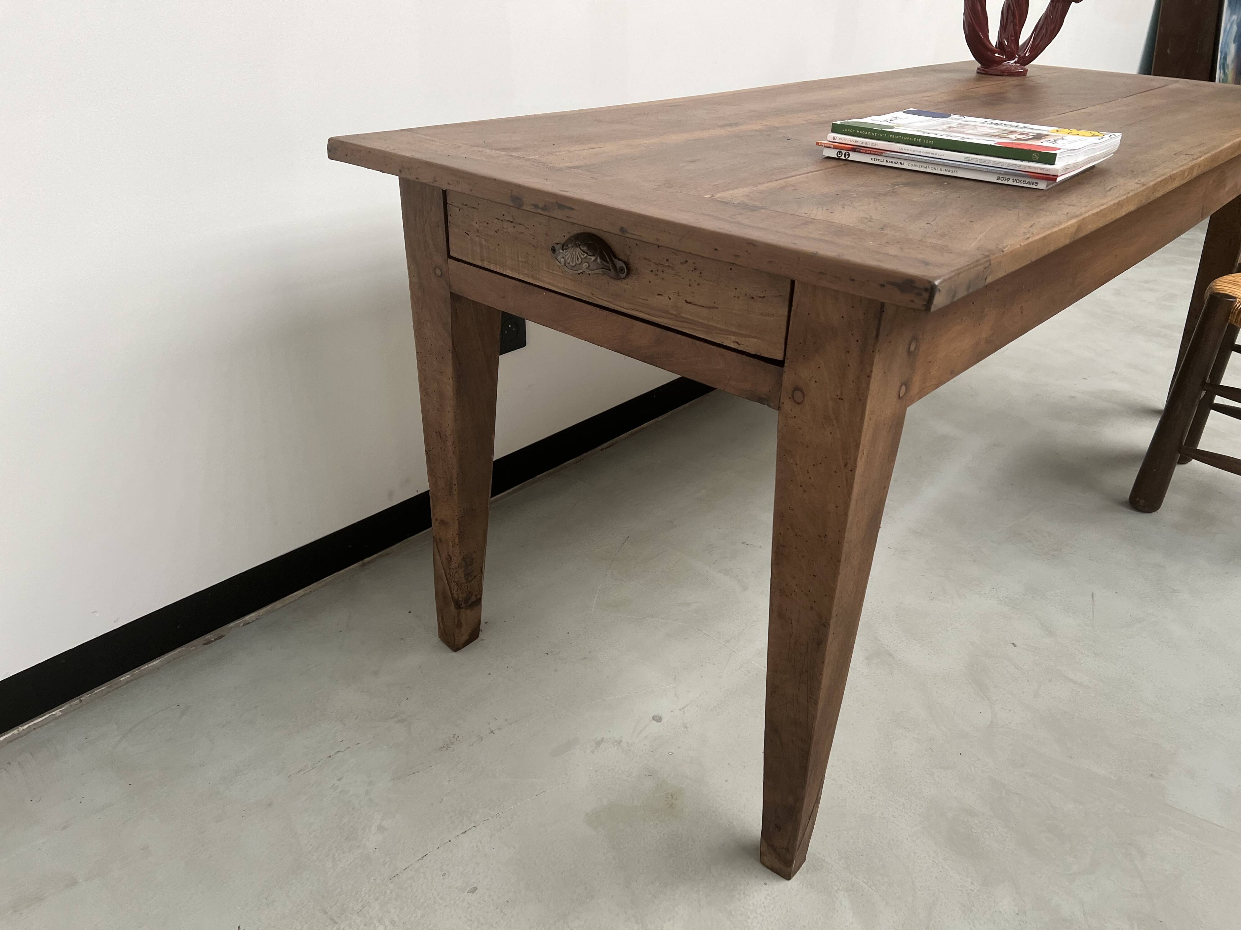 Solid walnut farmhouse table with spindle legs