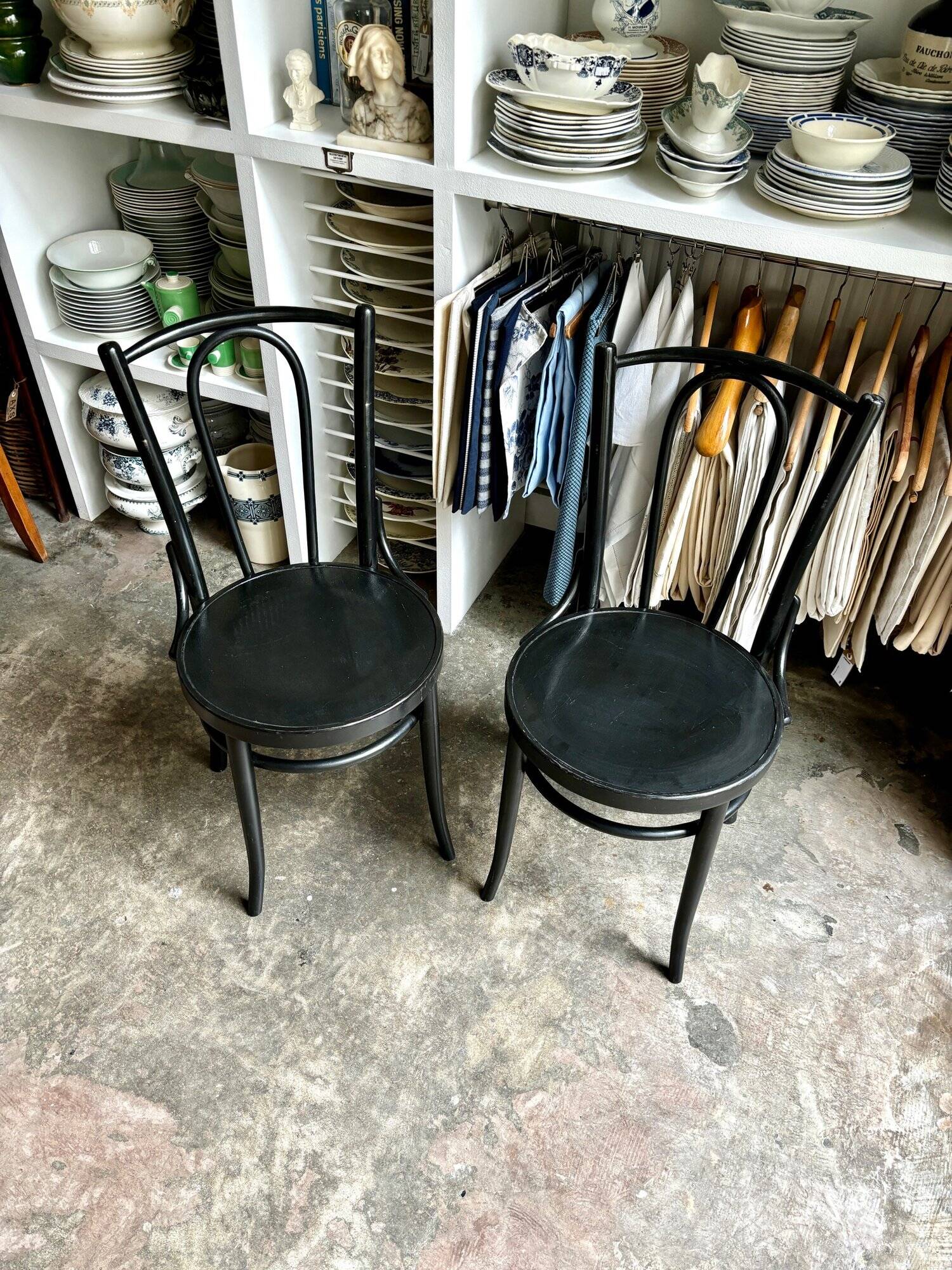 2 bistro chairs in black bent beech