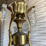 Vintage metal and crystal pendant chandelier, early 20th century.