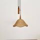 Adjustable Wicker and Teak Pendant Lamp