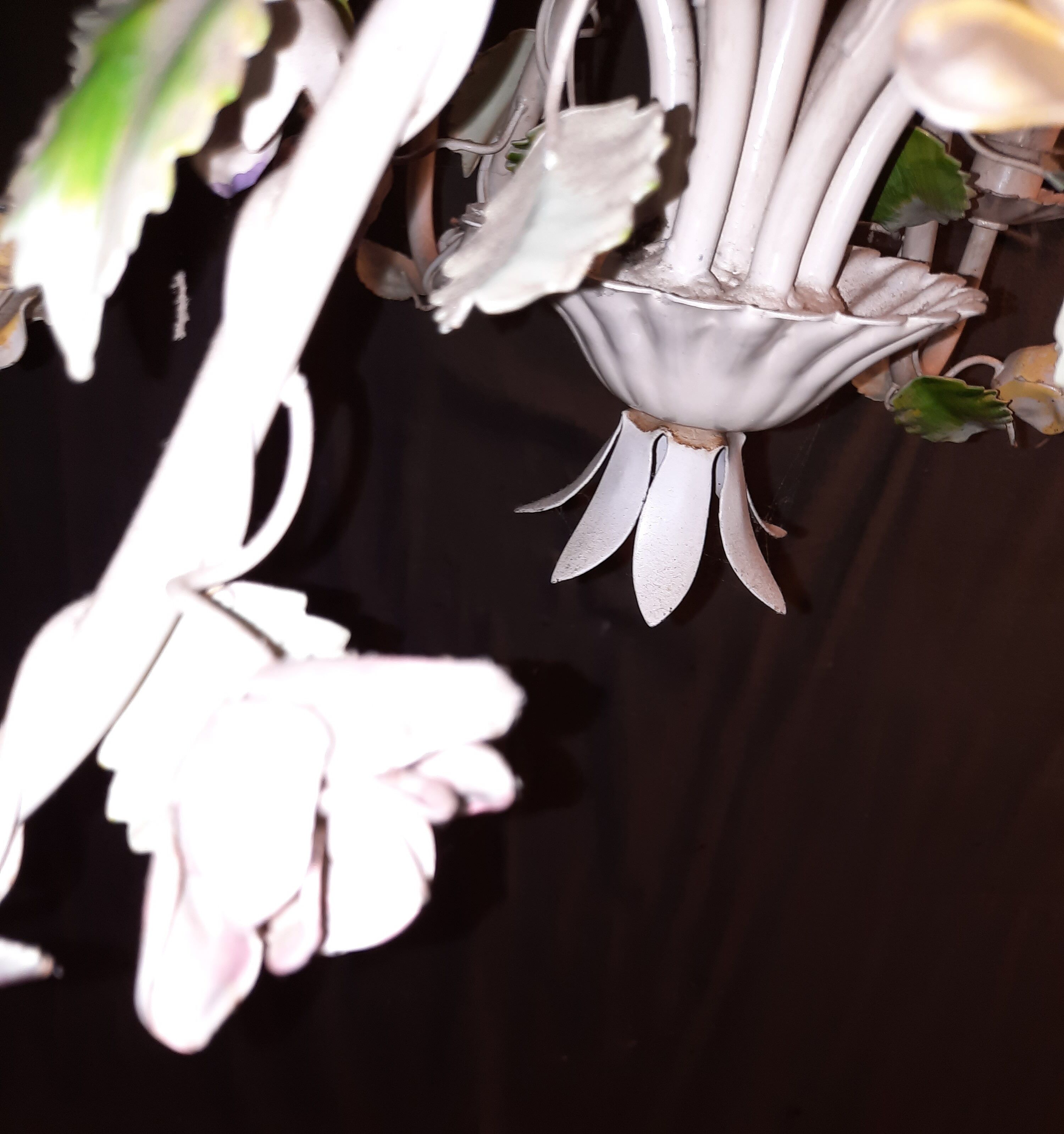 6-light flowered metal chandelier