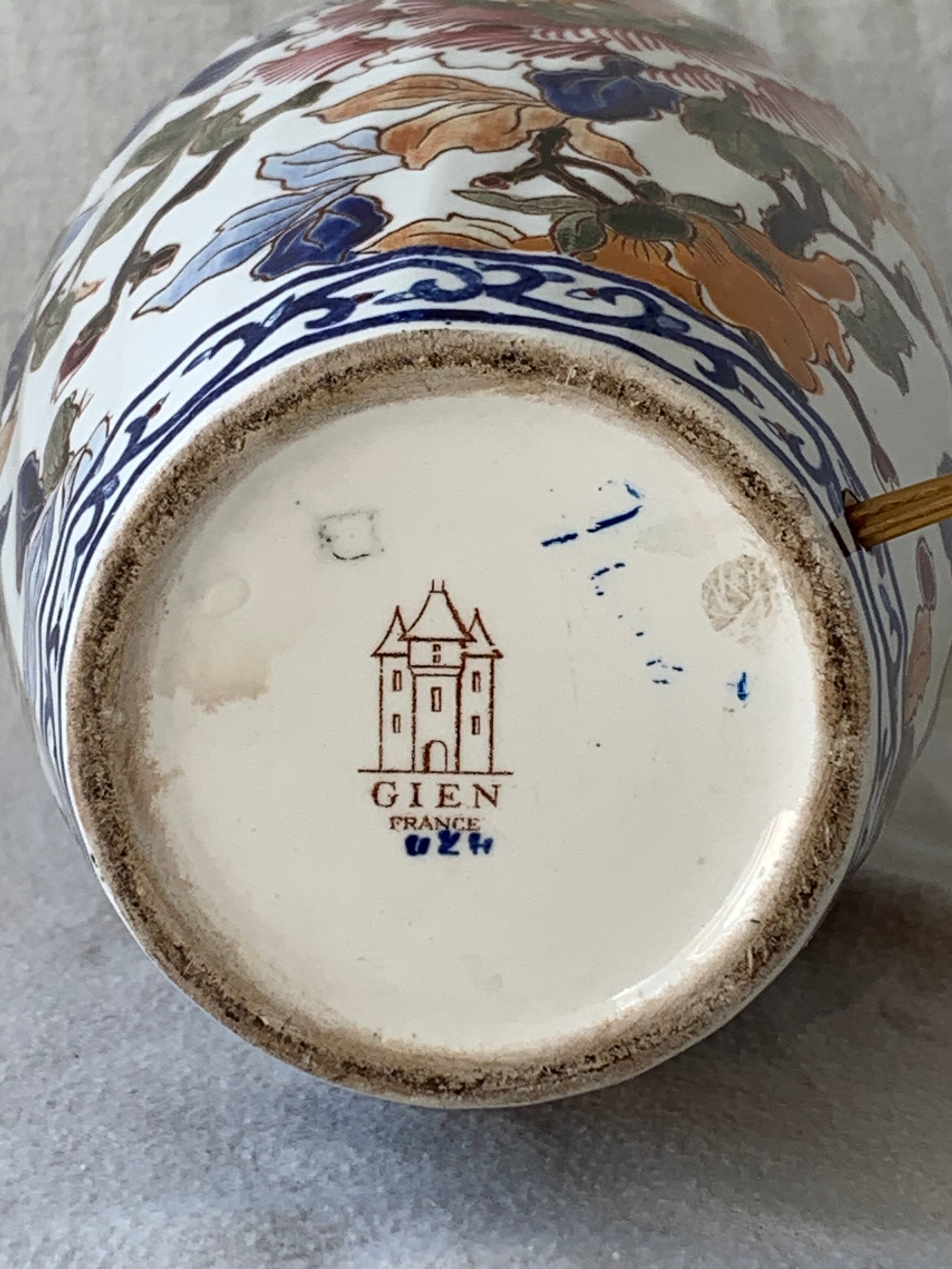 Gien Peonies 1960 multicoloured and floral lamp foot