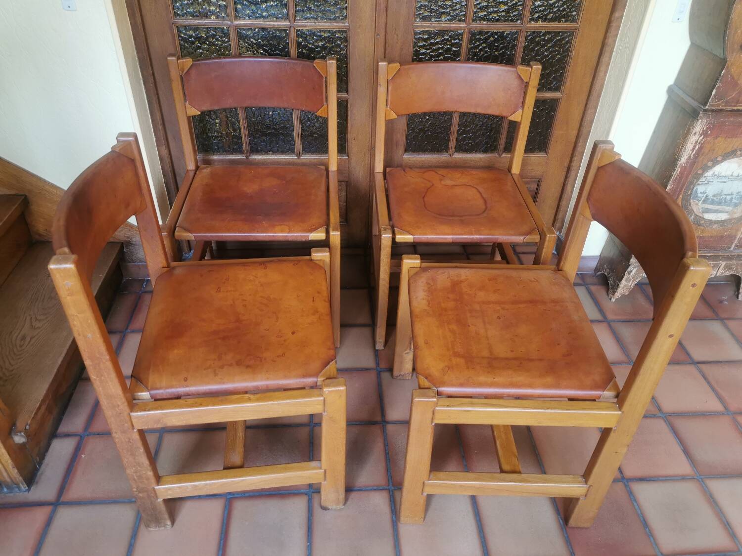 Regain elm and leather chairs