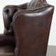 Brown cowhide leather Chesterfield wingback armchair in English style