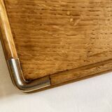 Old wooden and brass tray
