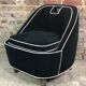 Retro vintage 80's armchair in black velvet with white trim