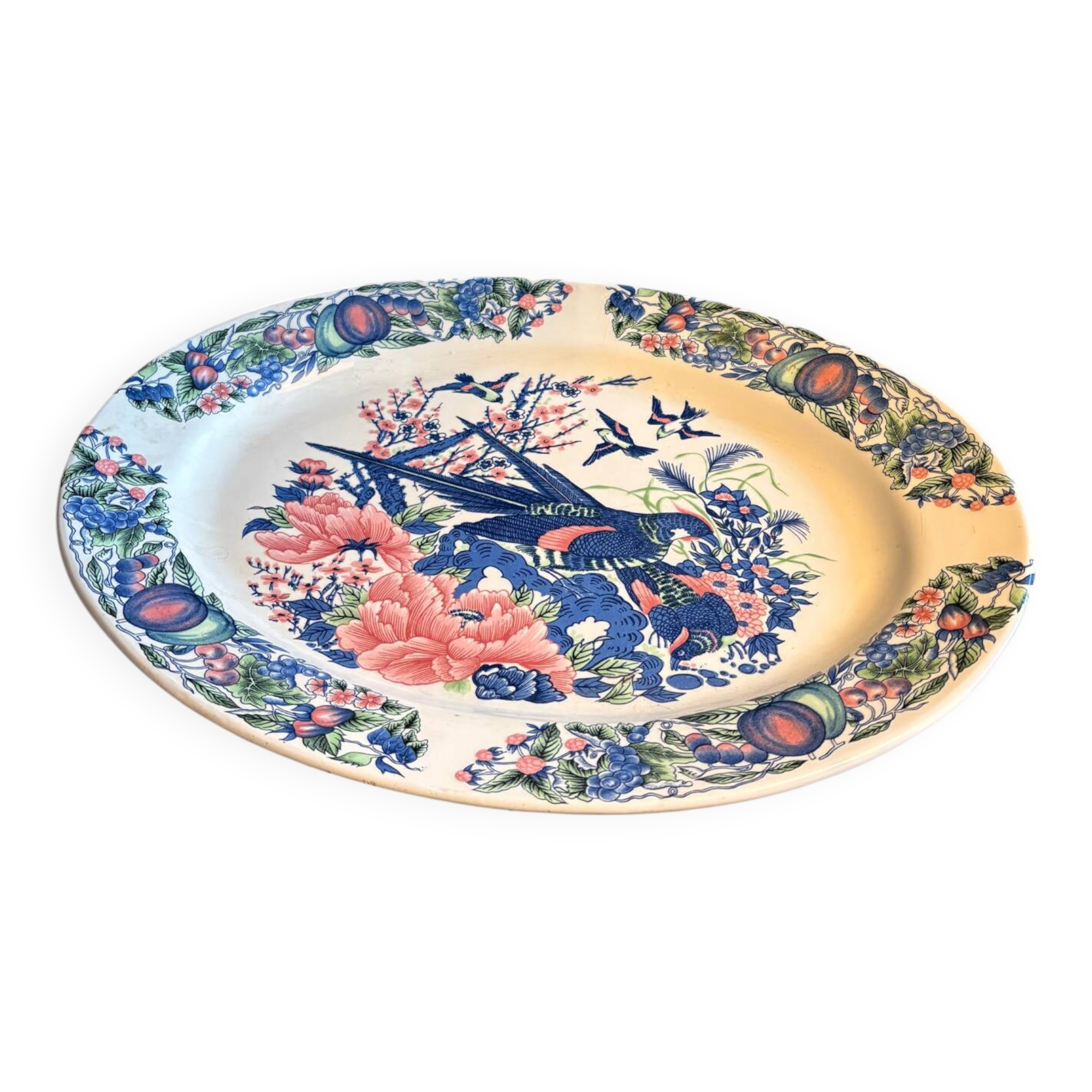 Large plate with bird motif, Stoviglierie pottery.