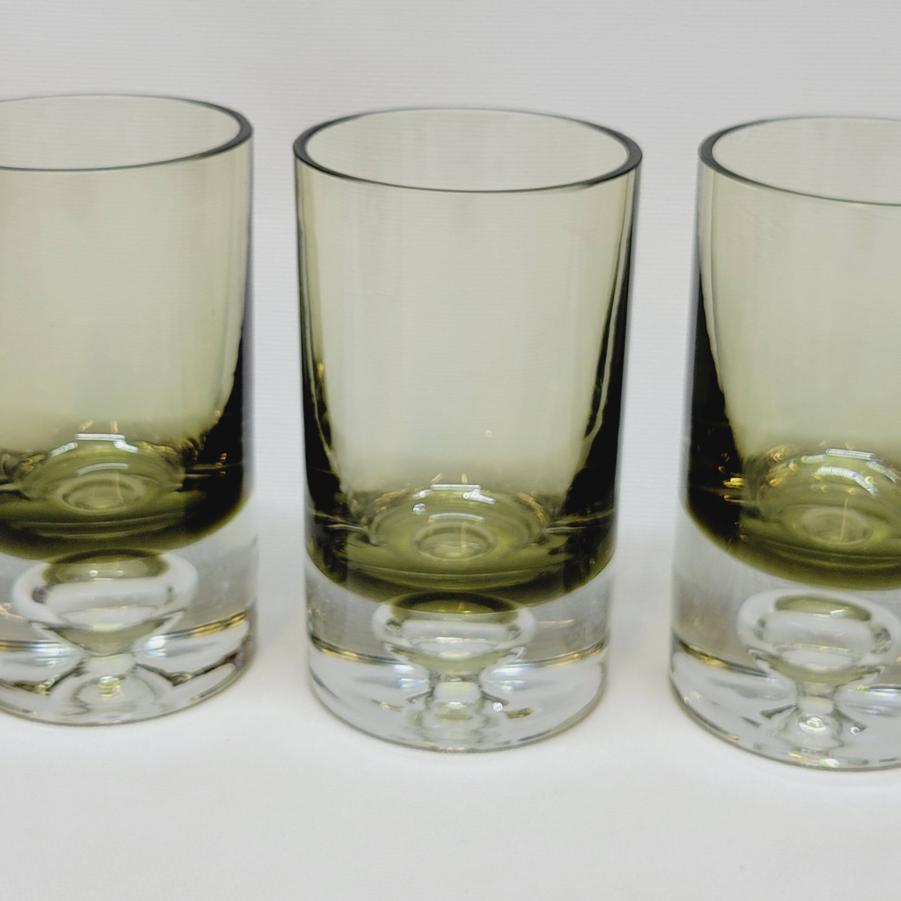4 vintage whiskey glasses in smoked glass bubble design tapio wirkkala?