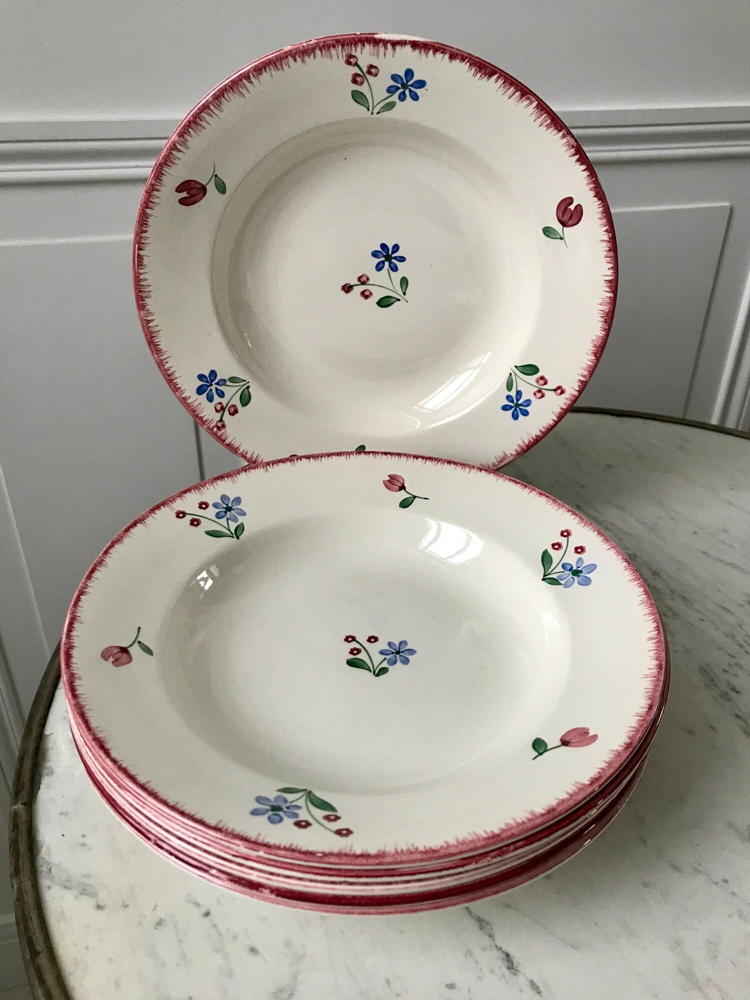 Lot of 6 hollow plates badonviller model "dany" years 30-40