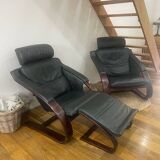 Pair of Scandinavian armchairs with a footrest from the NELO brand