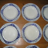 8-person St Amand tableware with Art Deco geometric patterns