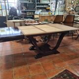 Solid mahogany art deco table with extensions