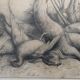 Drawing 1900 lead pencil still life hunting painting game trophy, signed jm, hunter