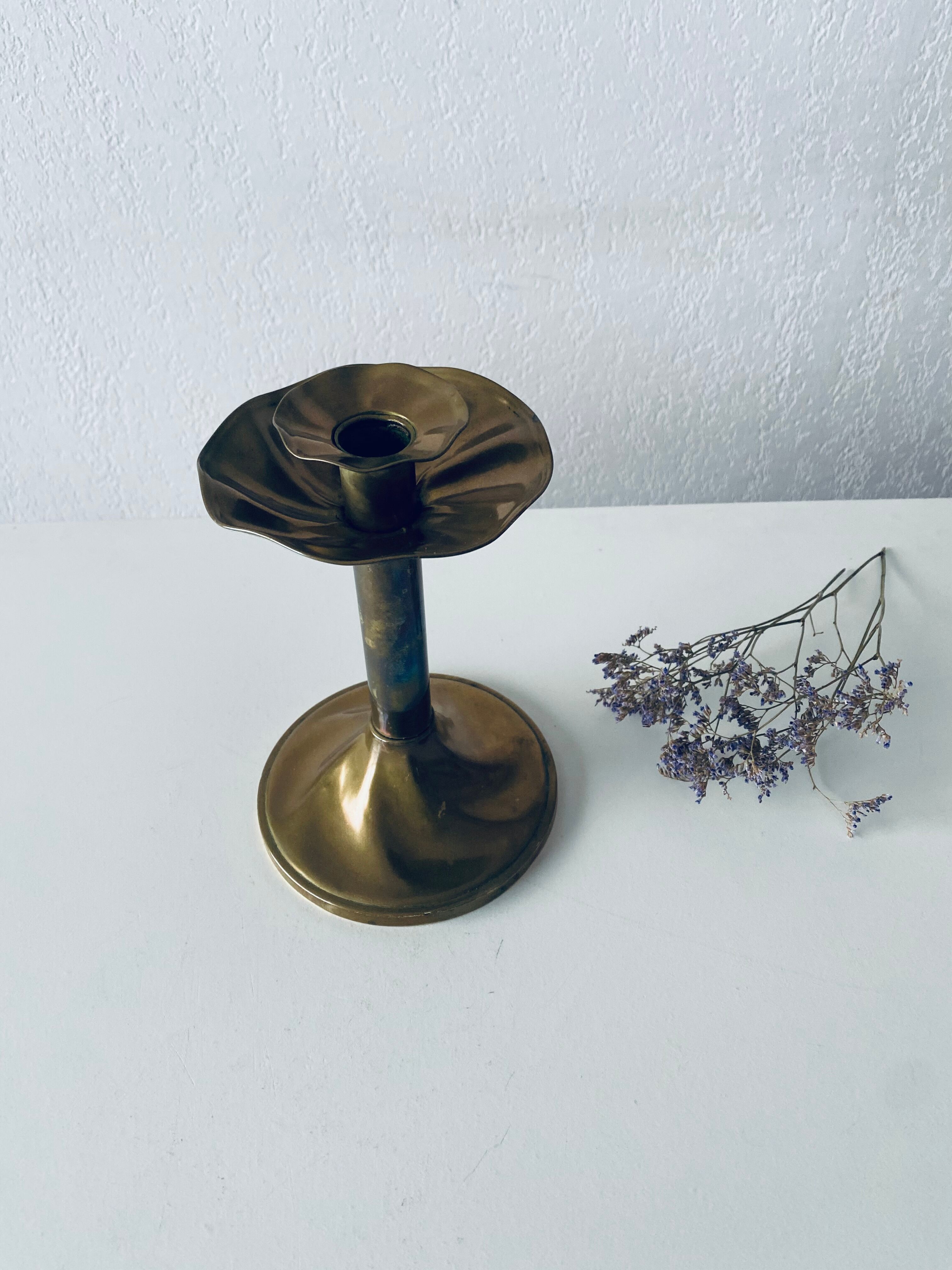 Antique golden brass candle holder