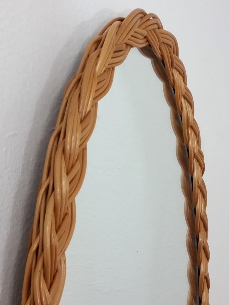 Large oval mirror rattan 37x70cm