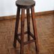 Handcrafted Vintage High Stool Solid Wood Hand-Carved