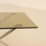 Full metal coffee table and its 70's smoked glass