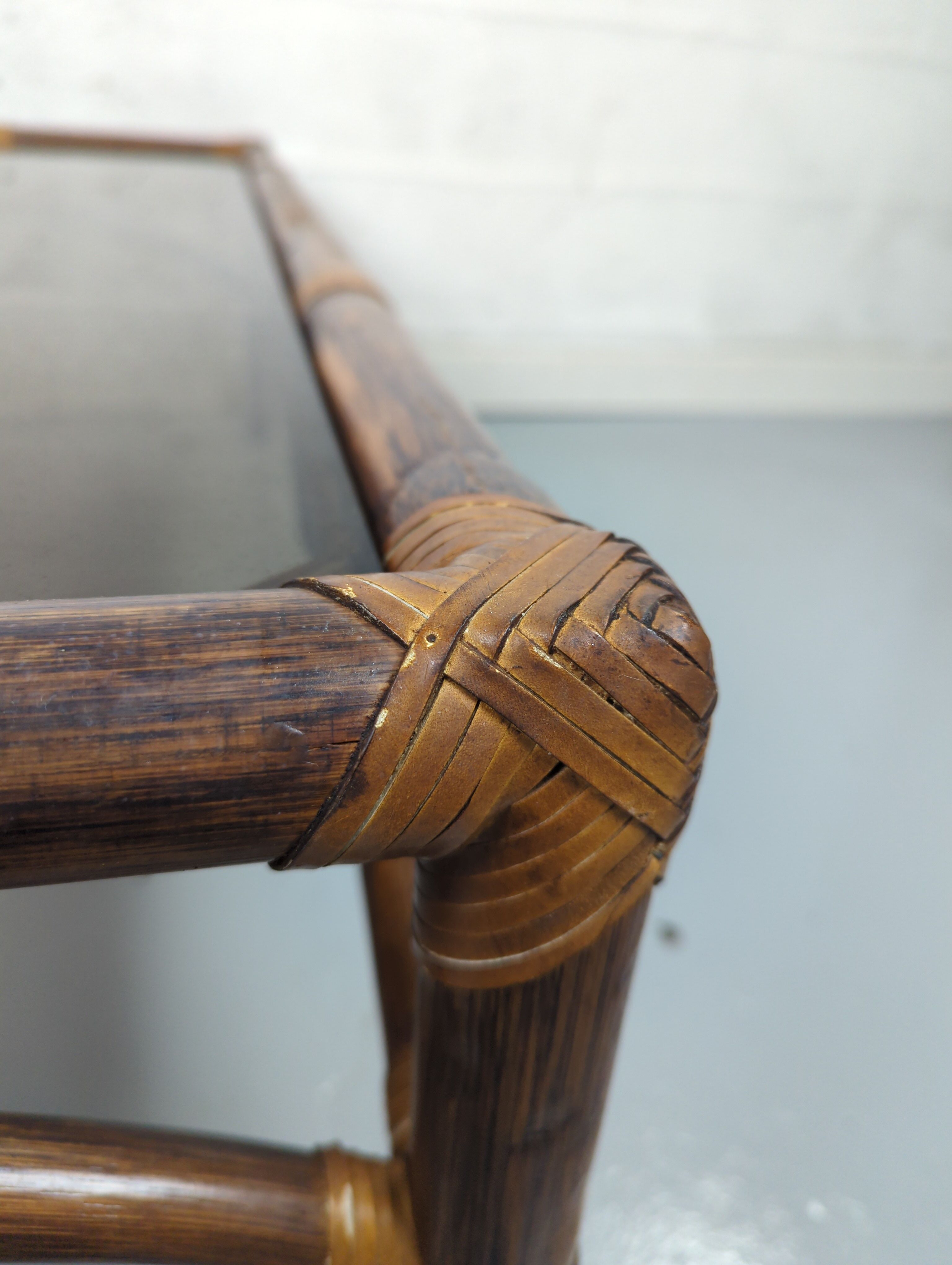 Coffee table bamboo smoked glass