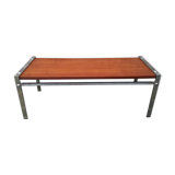 Chrome and teak coffee table