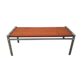 Chrome and teak coffee table