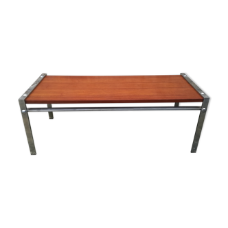 Chrome and teak coffee table