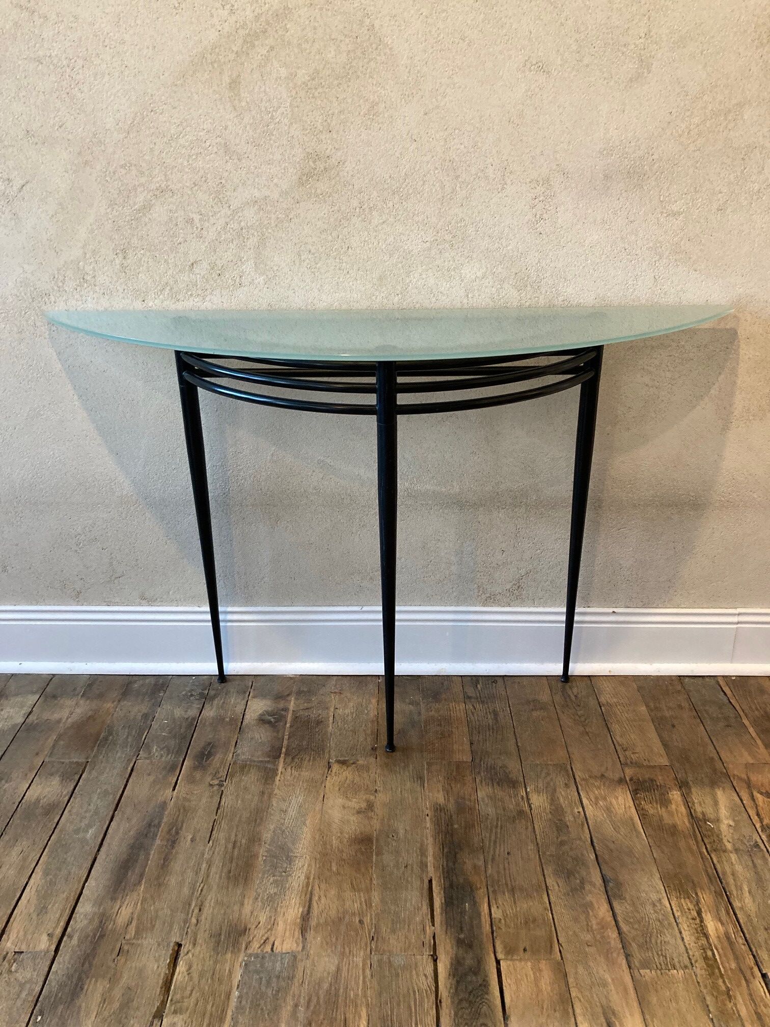 Console model "Atlantique" in metal and glass Pascal Mourgue edition Artelano