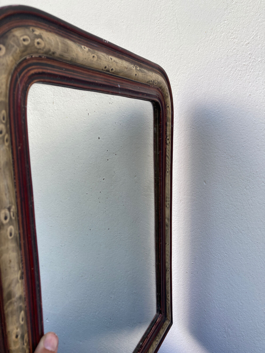 Mirror louis philippe old nineteenth in brown and beige wood