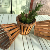Trois cache pots vintage en bambou