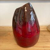 Red & brown glazed stoneware vase