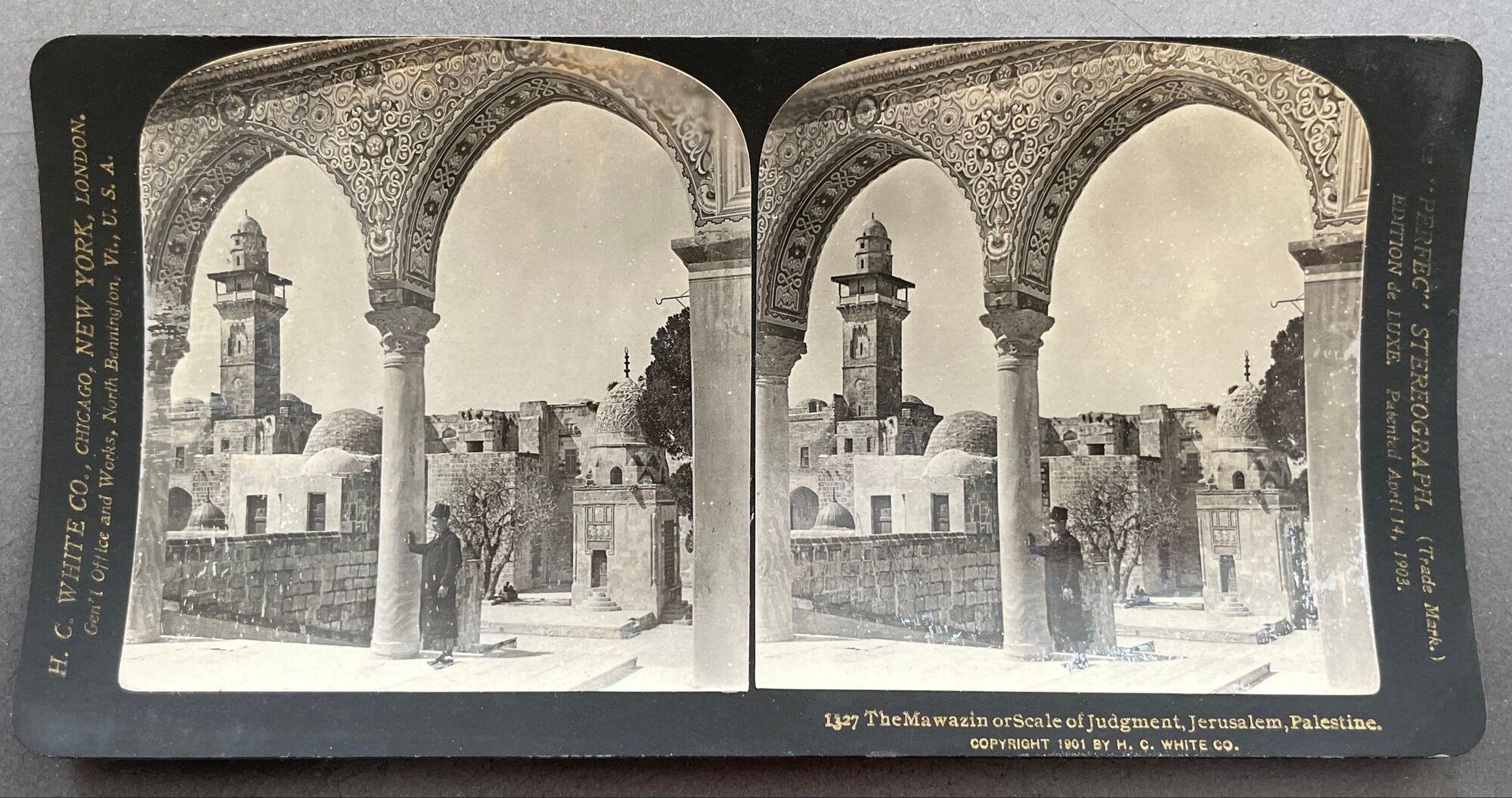Old photography stereo, stereograph, luxury albumine 1903 Scale of Judgment