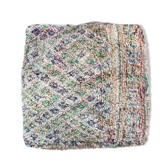 Moroccan berber pouf colored wool pastel green colors, beige blue