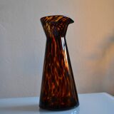 Vintage leopard pattern speckled glass vase or jug attributed to Murano