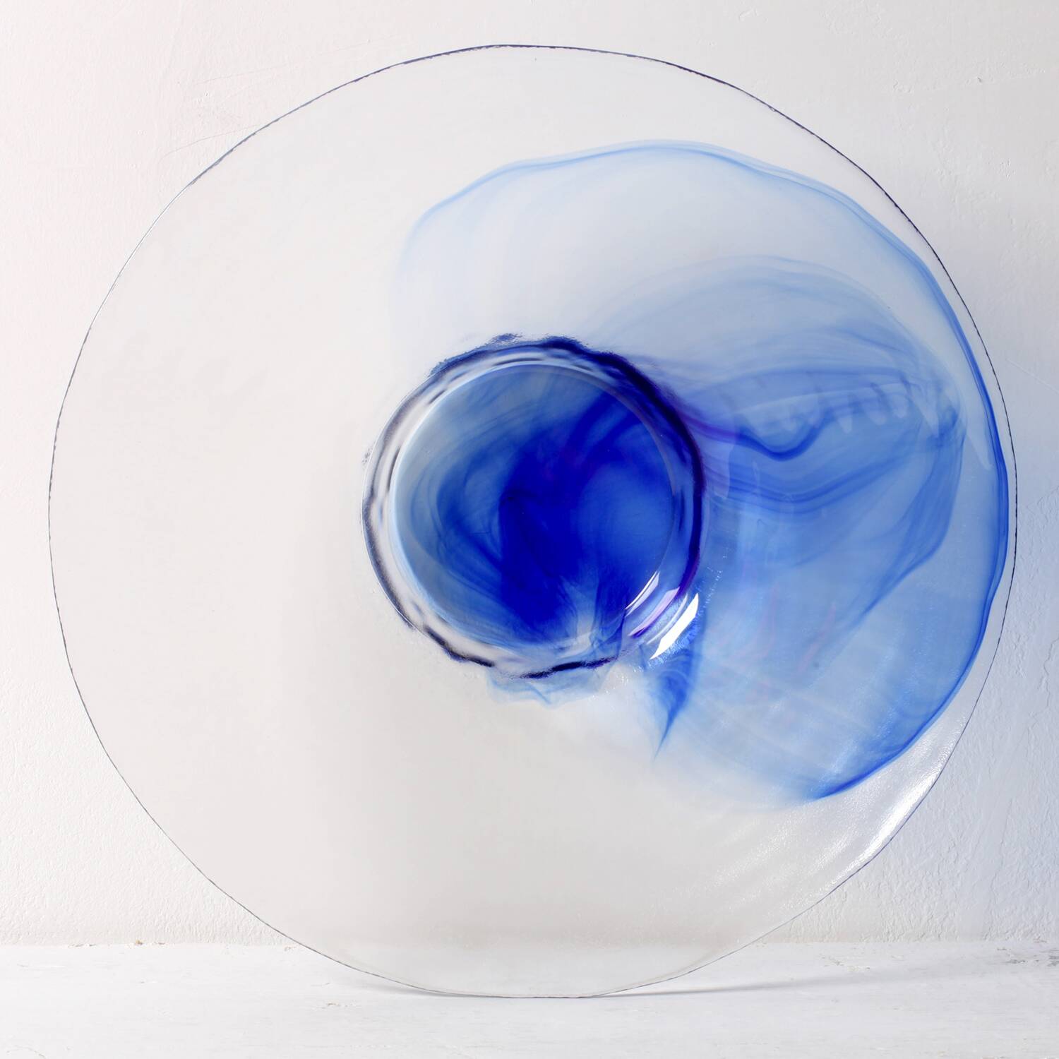 Mid-Century Bormioli Rocco Blue Swirl Glass Bowl - Italy 1990s