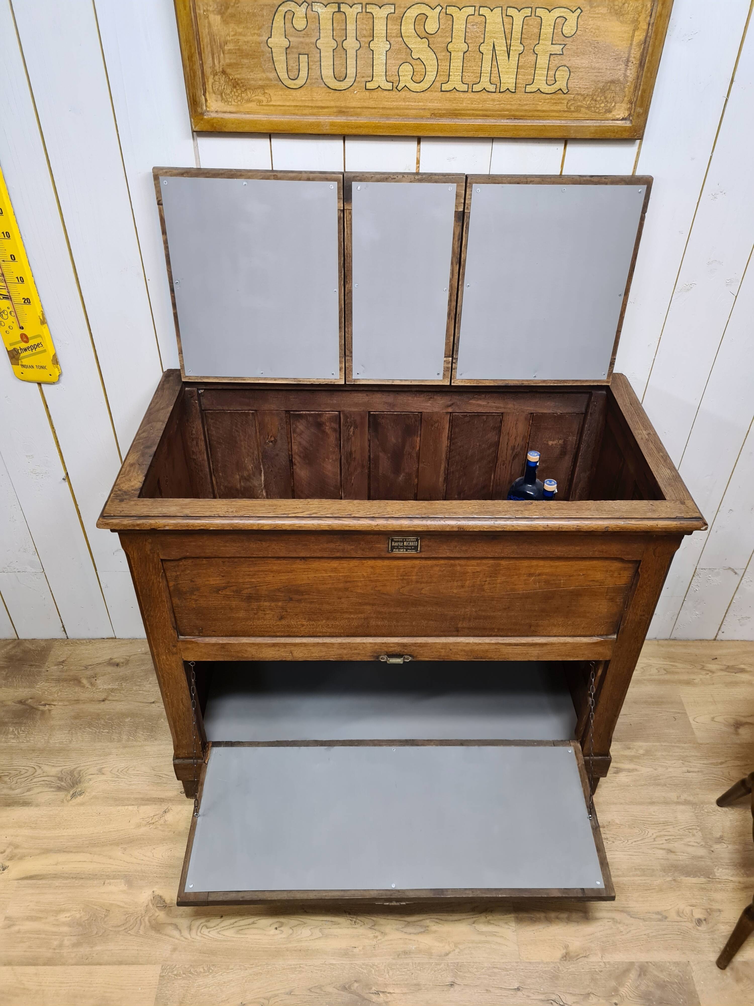 Old michaud brand cooler cabinet in solid oak
