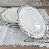Lot de 7 assiettes à dessert en faïence Longwy France modèle Trianon