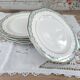 Set of 7 Longwy France earthenware dessert plates, Trianon model