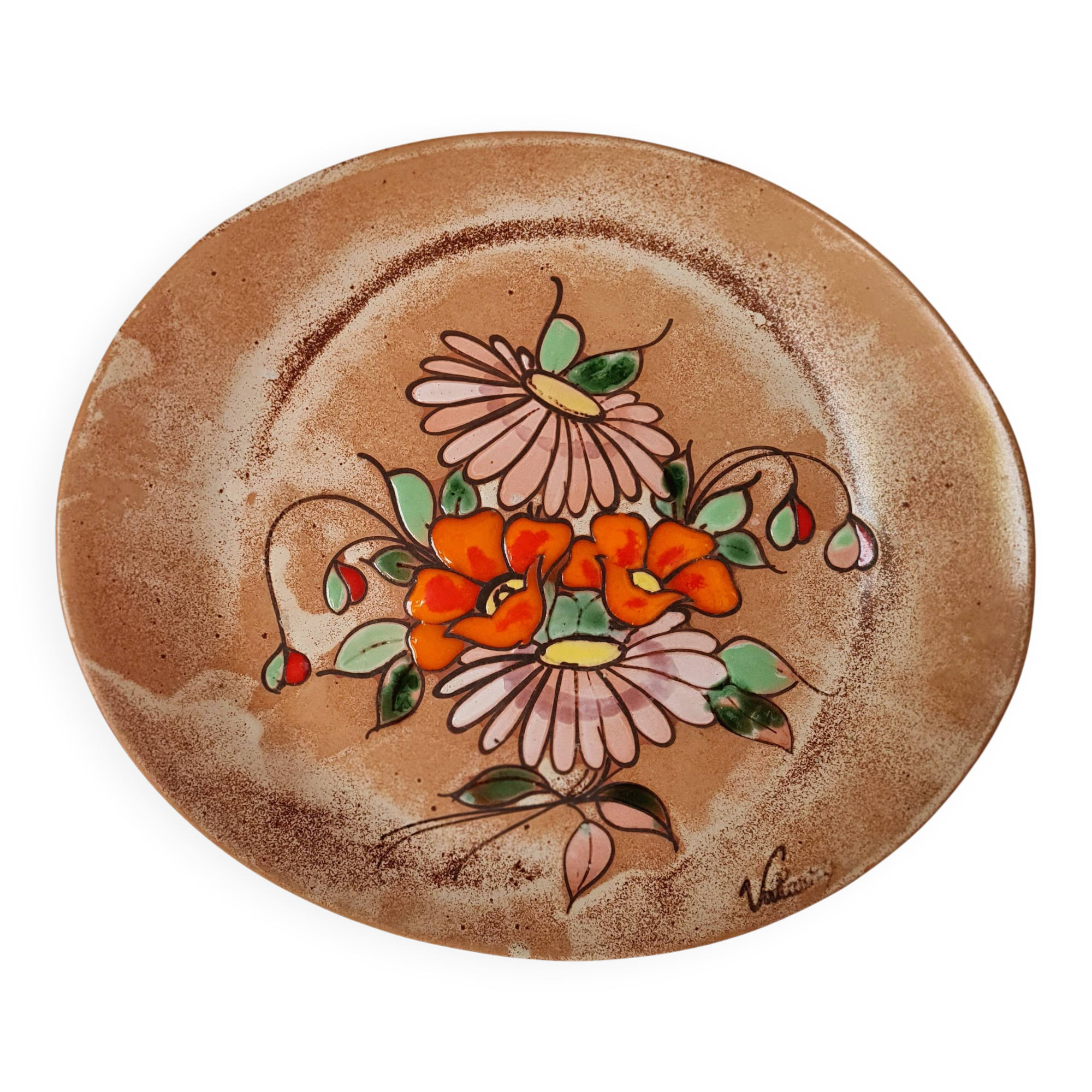 Assiette décorative fleurs Vallauris