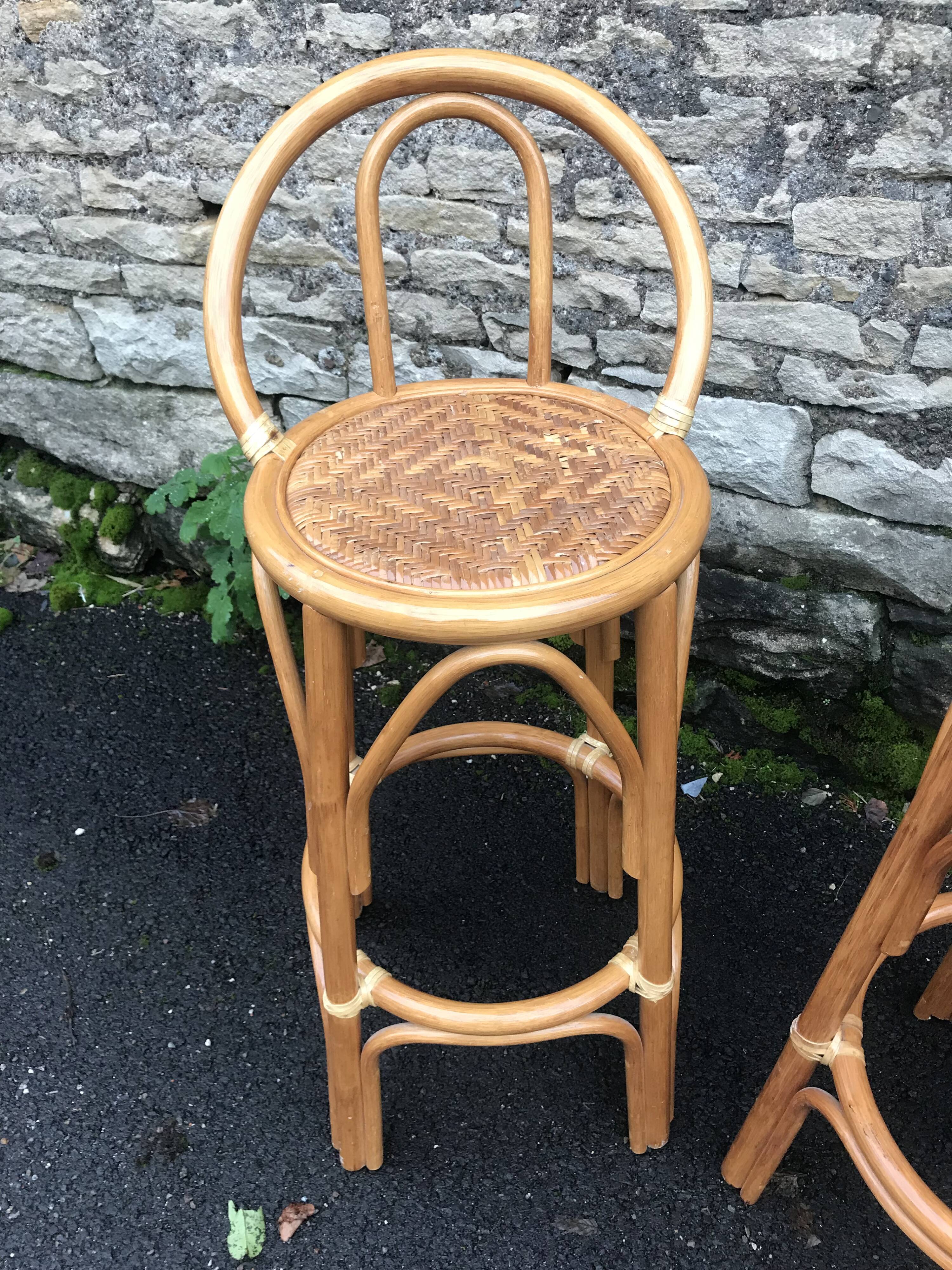 Rattan/bamboo bar and stools