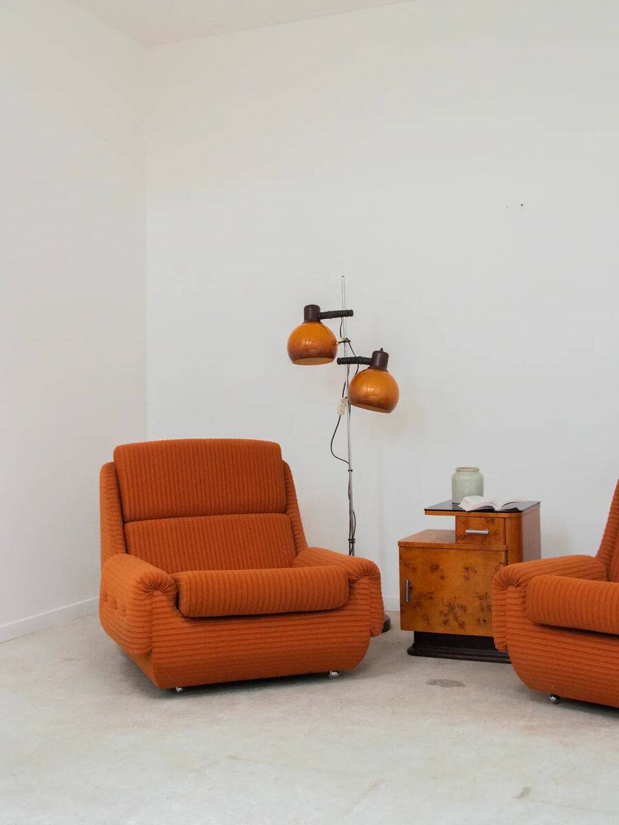 Paire de fauteuils Atlantis Orange République Tchèque 1970
