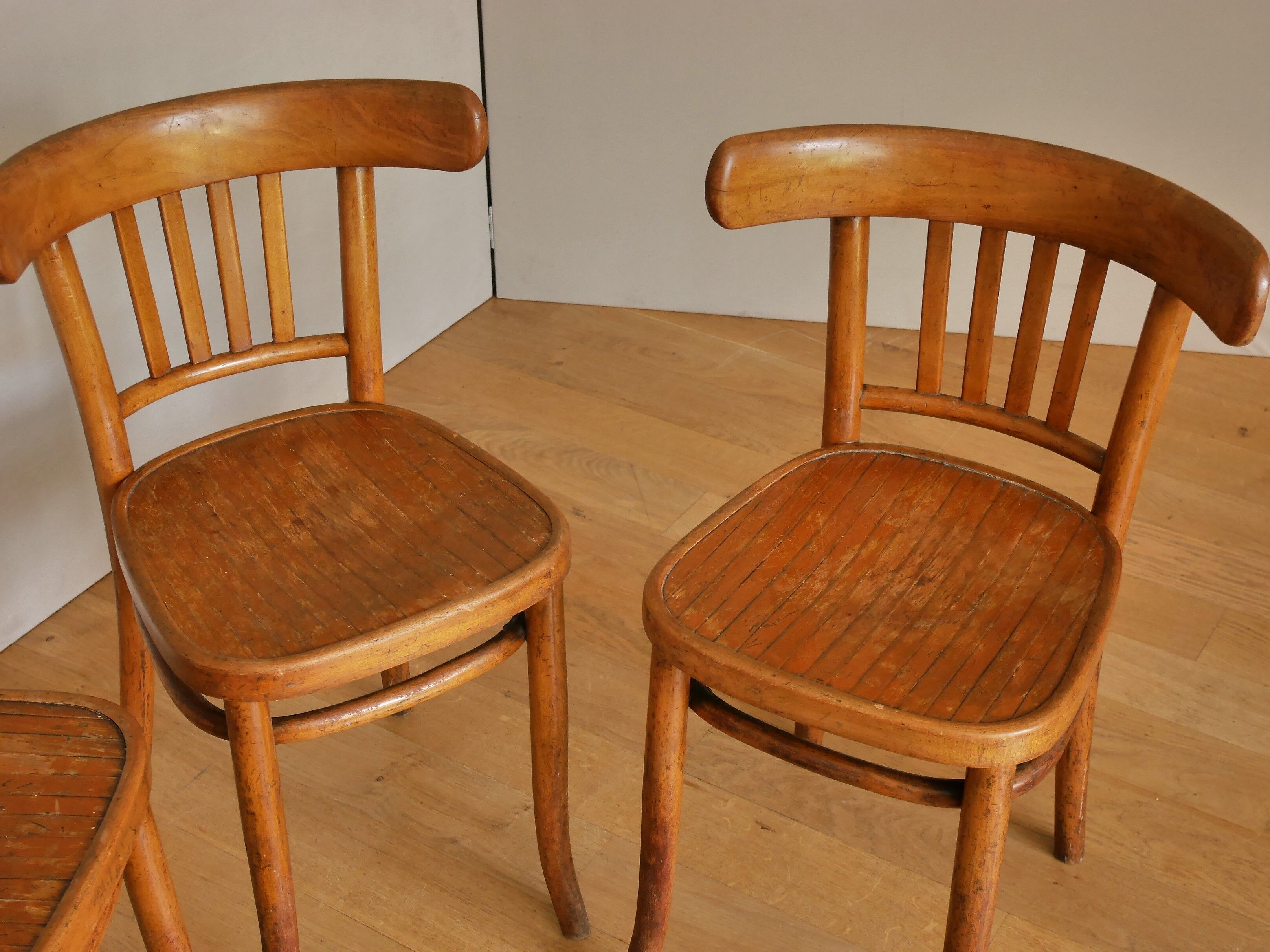 Set of 6 chairs bistro baumann wooden clear vintage