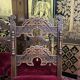 Suite of 8 Louis XIII style chairs oak and red velvet