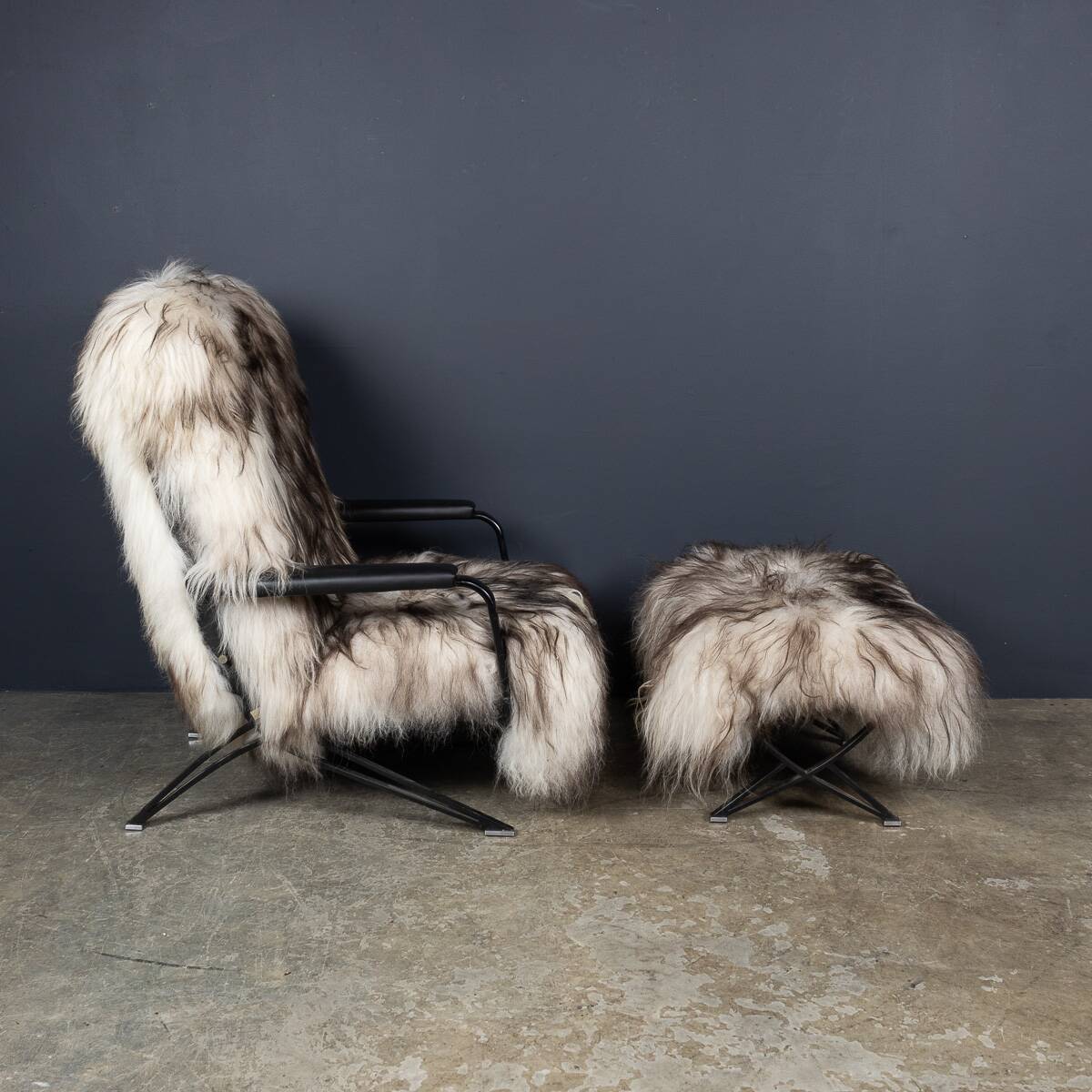 VINTAGE 20thC OSVALDO BORSANI FOR TECNO SPA LOUNGE CHAIR & FOOTSTOOL c.1950