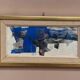 Original Swedish Oil on Panel – "Blue Composition" by Gunnar Nordström – Signed – Vintage and Framed – 24.5 × 18.5 cm (9.6 in × 7.3 in)